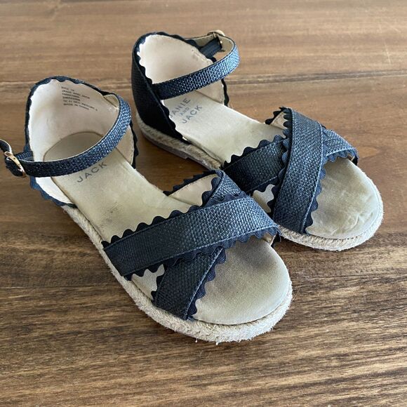 Janie & Jack Black Ric Rac Espadrille Sandals Girls' 10 - Picture 4 of 13